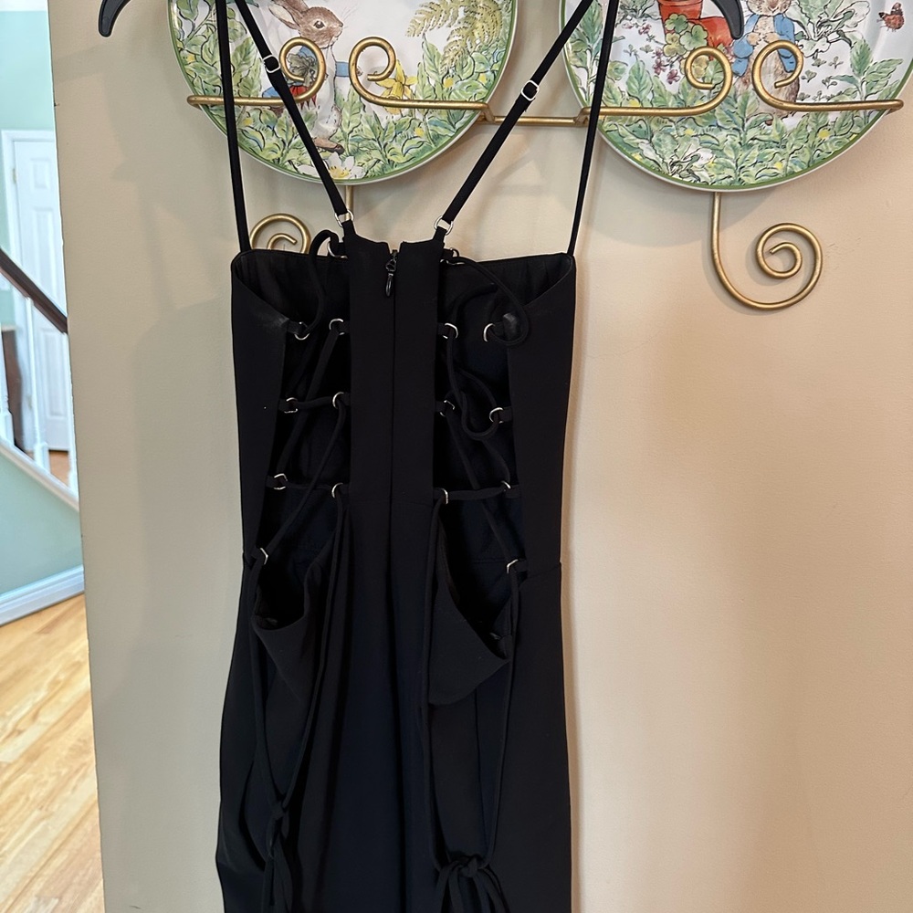 Elegant Black Lace-Up Dress